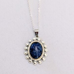 Elegant Silver and Blue Pendant Necklace